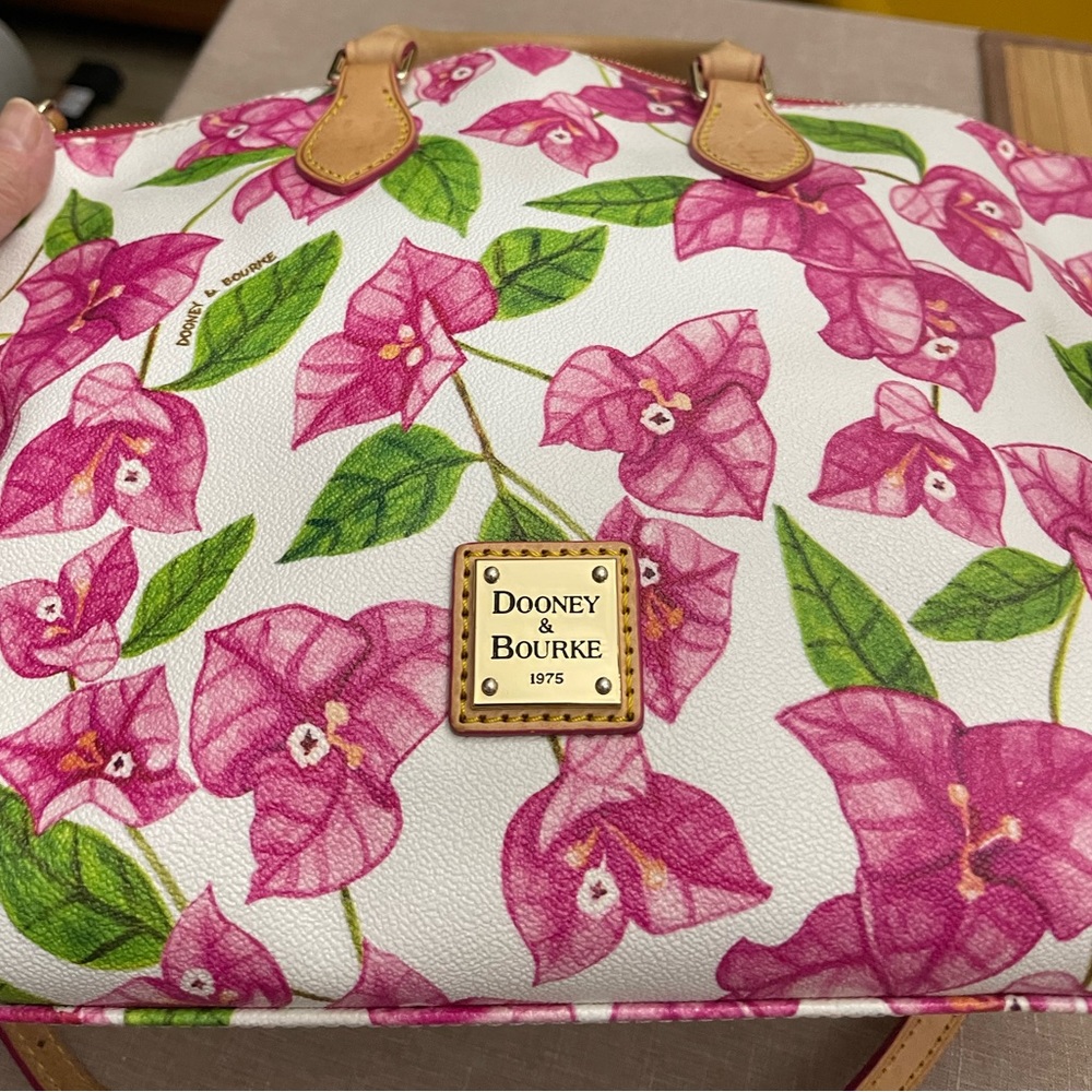 Dooney & Bourke Pink Bougainvillea Floral Satchel (like new)